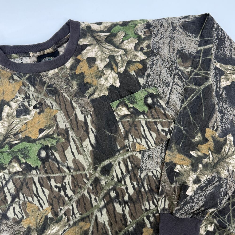 Vintage Wolf Mountain Mossy Oak Break Up Long Sleeve T-Shirt USA Made Size XL